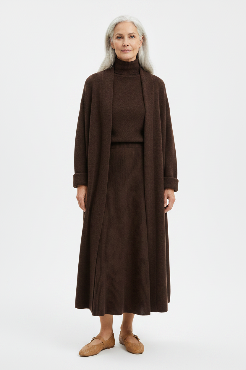 3-Piece Knit Set Brown — Scandinavian Model