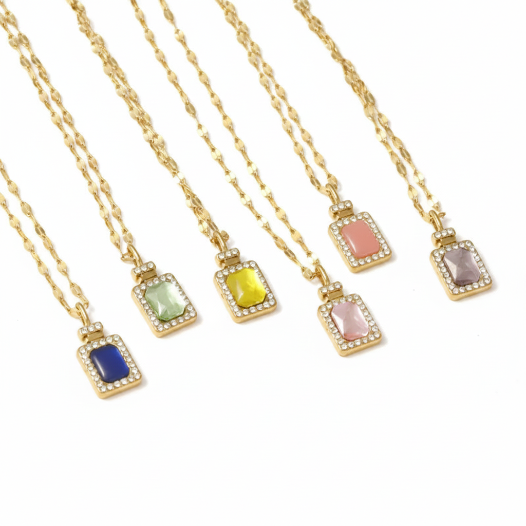 All six necklaces pure white seamless background