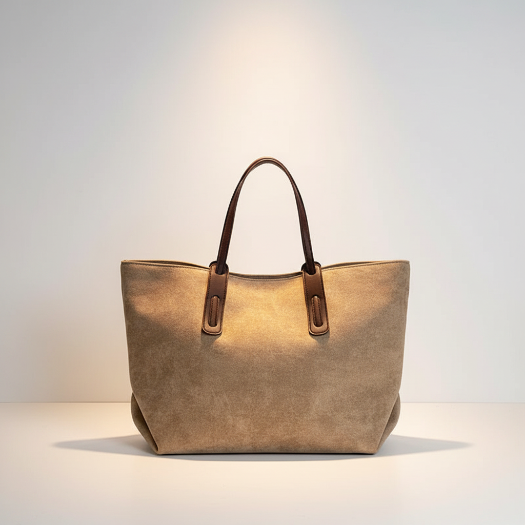 Beige tote white background