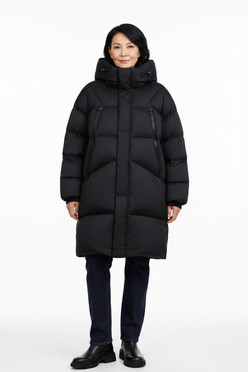 Black puffer jacket editorial