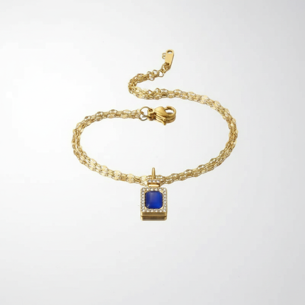 Blue stone necklace white studio
