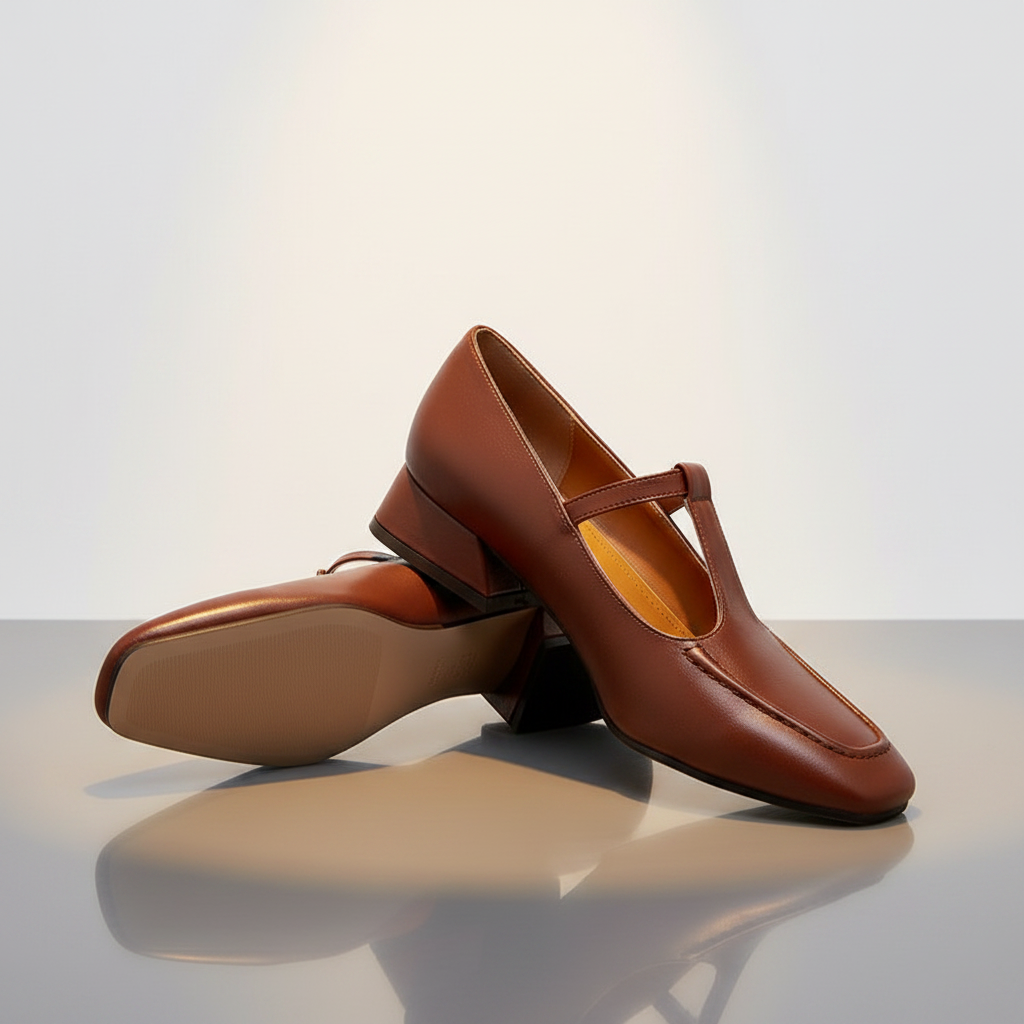 Brown Mary Jane heels studio