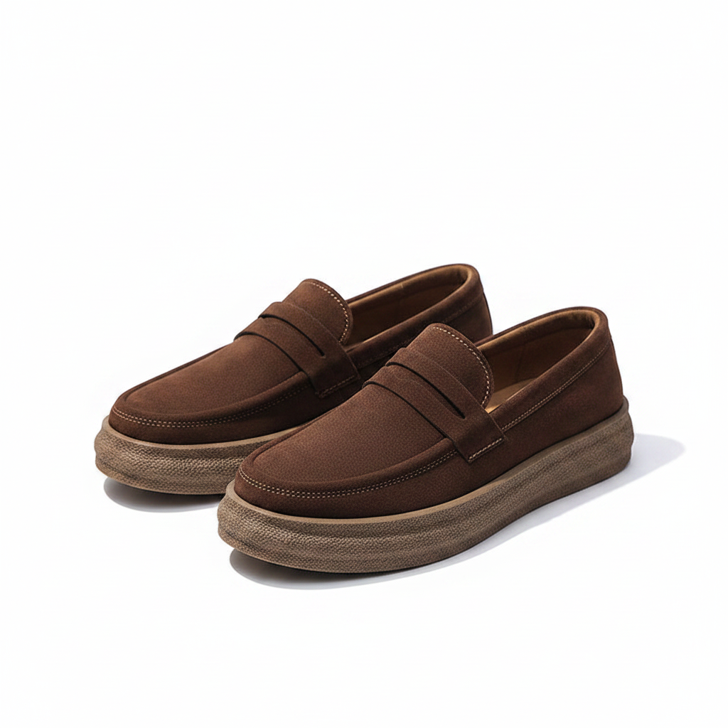Brown suede loafers