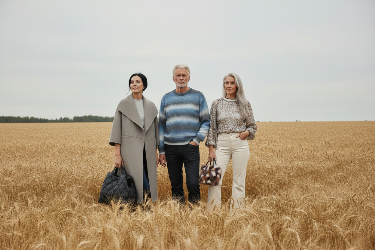 Collection Hero — Three Models in Wheat Field