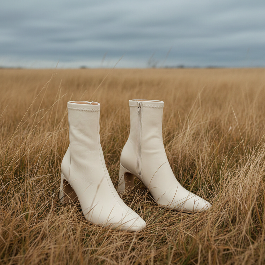 Cream boots in Scandinavian field