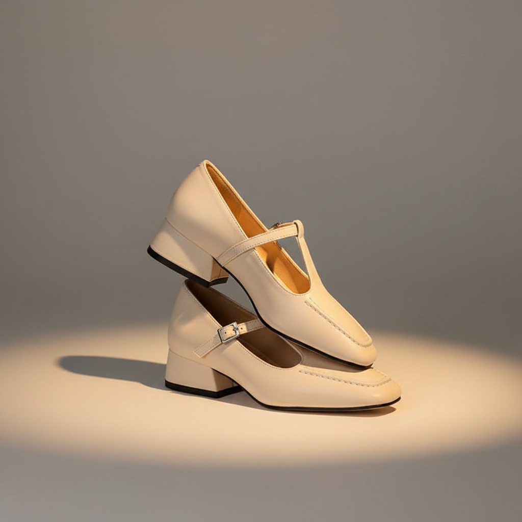 Cream Mary Jane heels studio