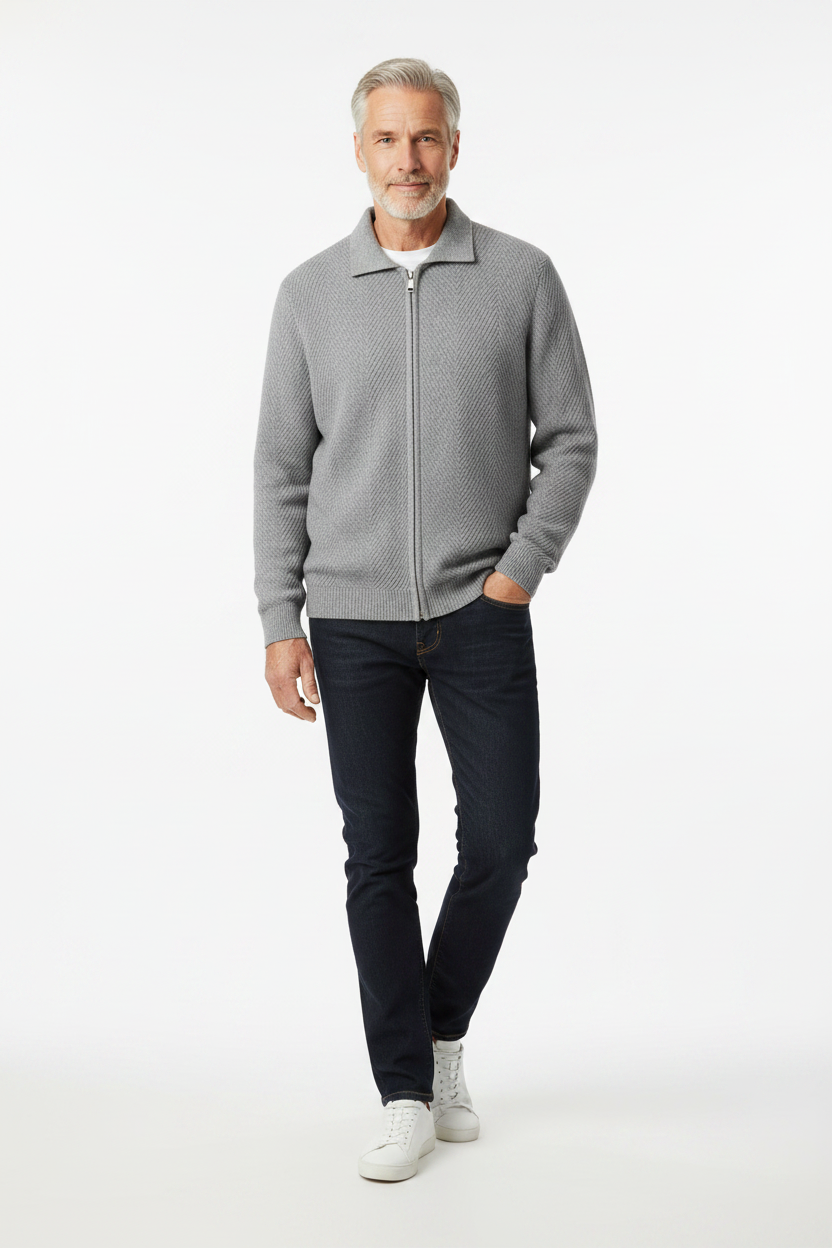 Gray Cardigan - Male Model