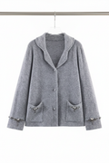 Grey cardigan front on rack