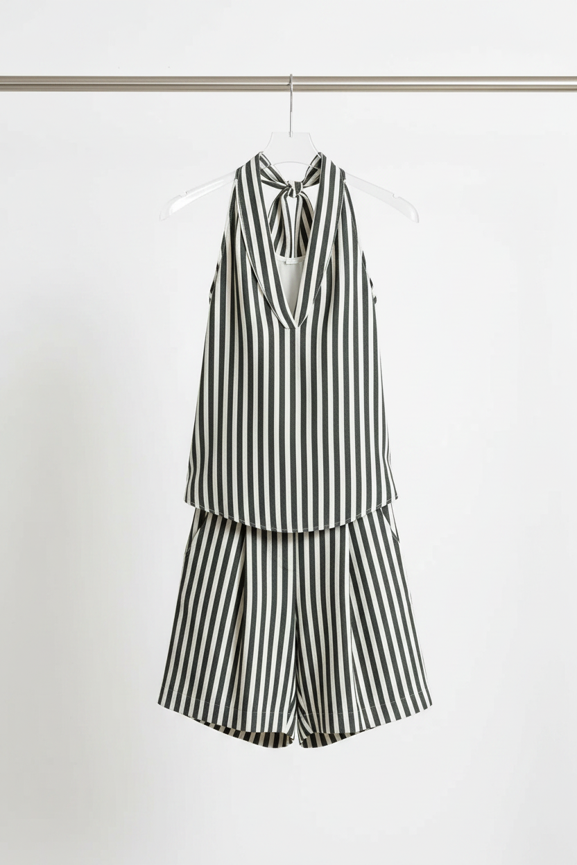 Halterneck Set Black/White — Hanger Front