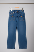 Jeans front on metal rack
