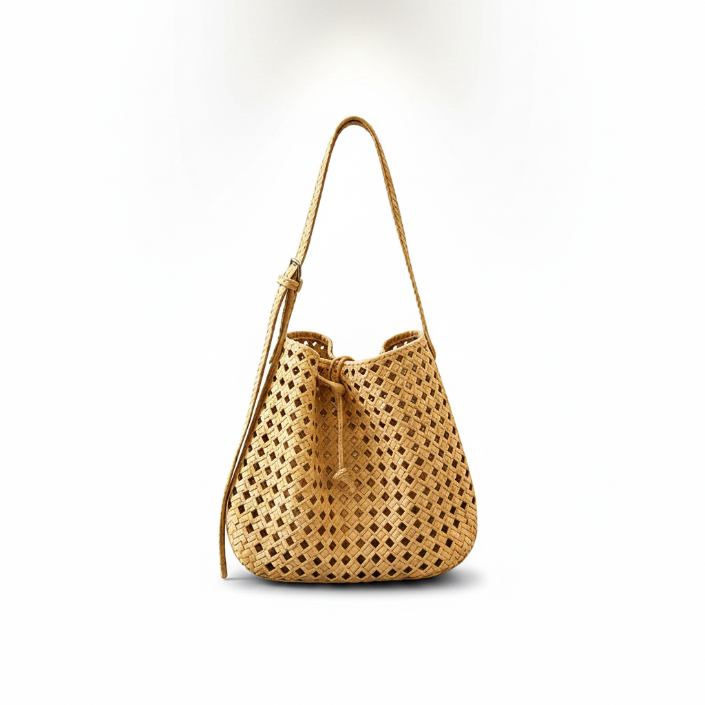 Natural straw bag