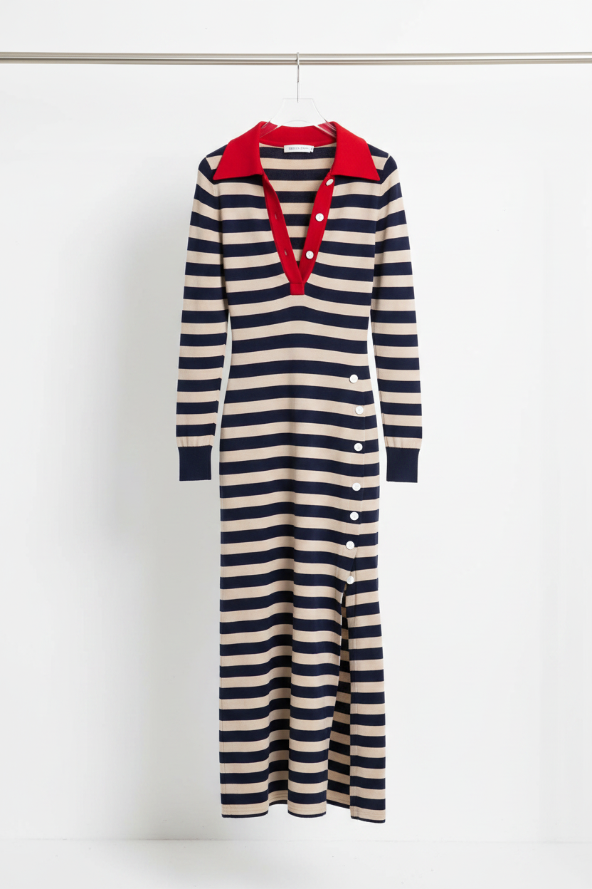 Nautical Striped Dress — Front on Hanger
