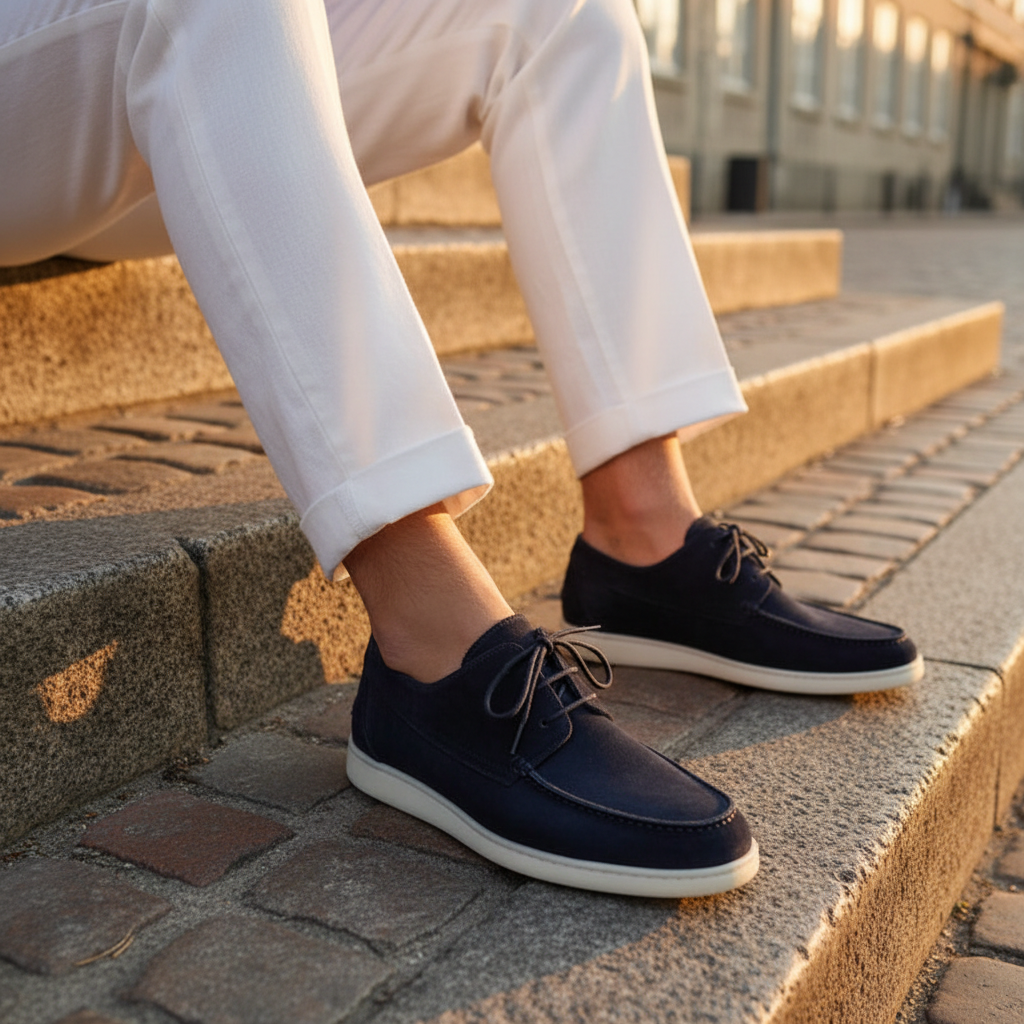 Navy loafers cobblestone