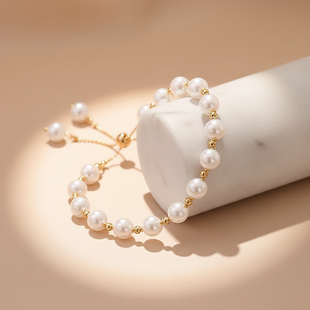 Pearl bracelet side angle