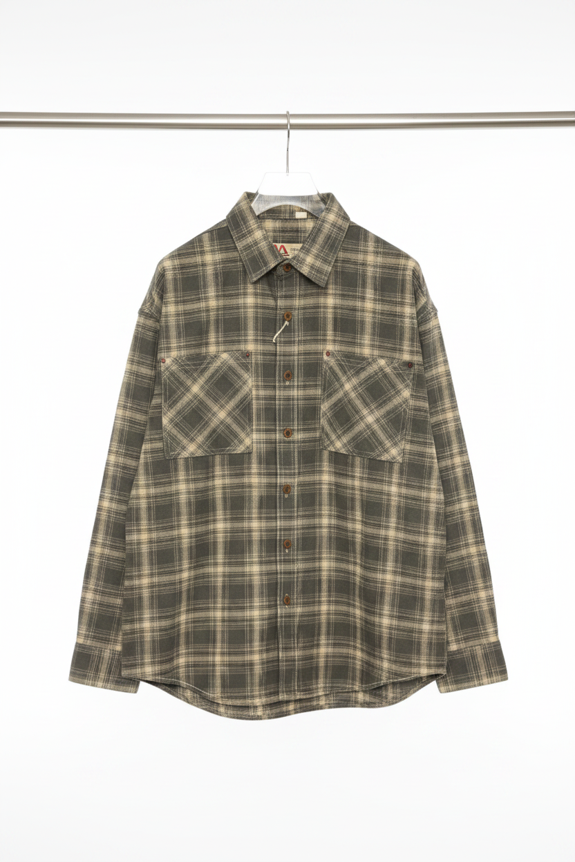 Plaid Shirt Olive — Hanger Front