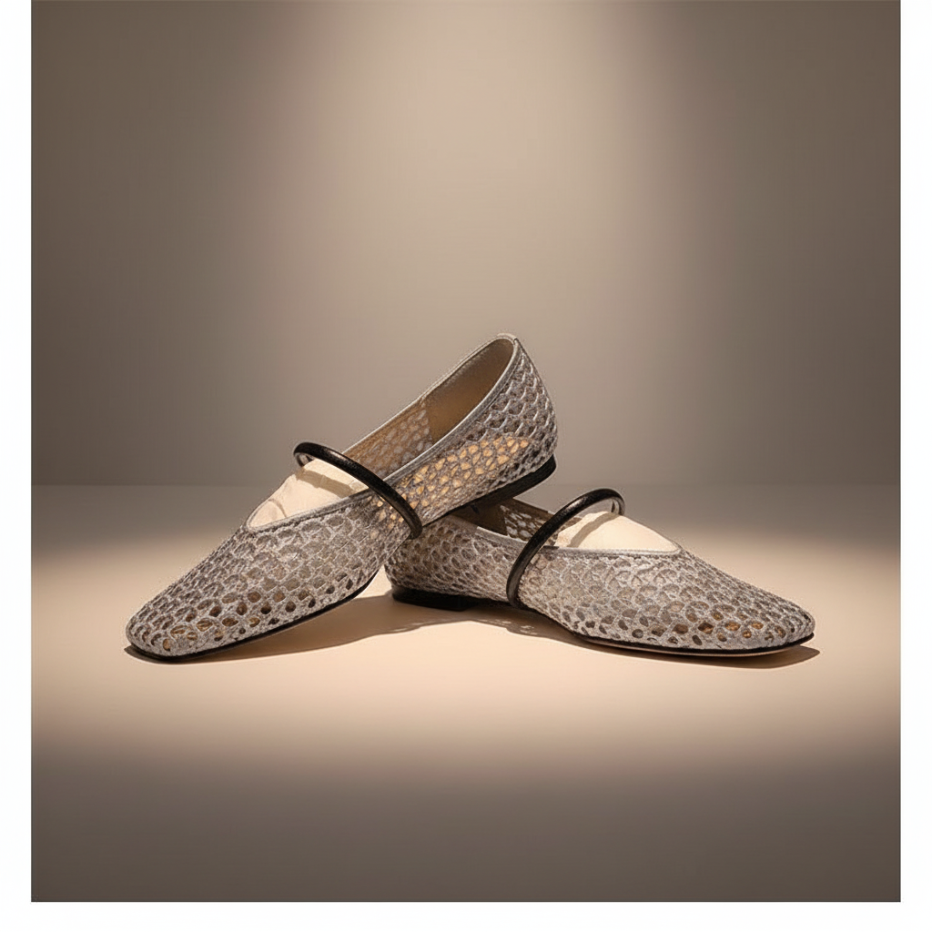 Silver woven Mary Jane flats studio