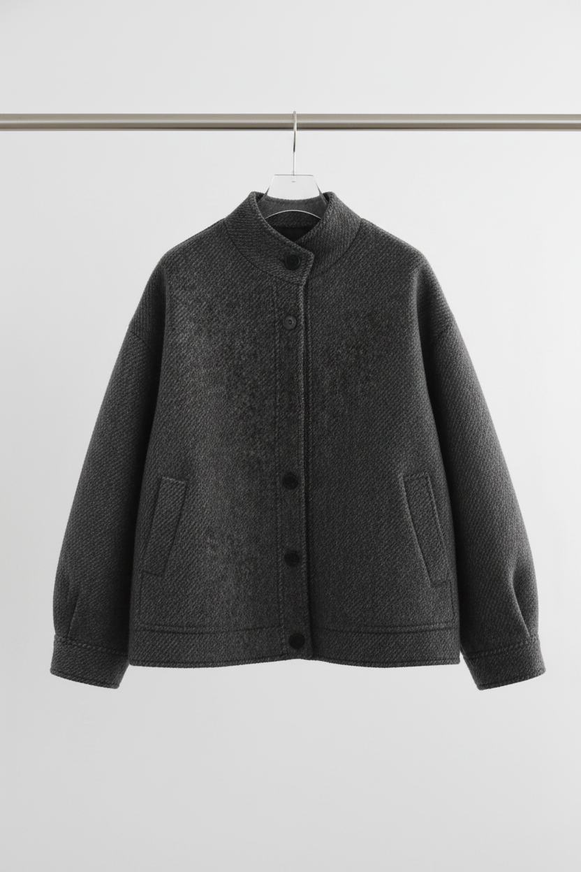 Wool blend front on rack